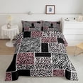 thumbnail image 1 of Manfei Geometric Plaid Patchwork Comforter Set Leopard Zebra Texture Bedding Set 3pcs for Kids Teens Adults Room r Purple Romantic Quilt Set Rustic Farmhouse Duvet Insert with 2 Pillowcases, 1 of 6