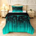 thumbnail image 1 of Manfei Geometric Plaid Twin Comforter Sets,Abstract Grid Bedding Set,Black Teal,Black Reversible,2-Piece,1 Comforter and 1 Pillowcase,2-Piece,1 Comforter and 1 Pillowcase, 1 of 7