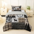 thumbnail image 1 of Manfei Geometric Plaid Twin Comforter Sets,Vintage Deer Bedding Set,Brown,Light Gray Reversible,2 Pieces,1 Comforter and 1 Pillowcase, 1 of 7