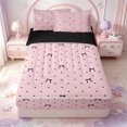thumbnail image 1 of Manfei Geometric Polka Dot Print Zipper Twin Comforter Sets with Fitted Sheet and 2 Pillowcases,Pink Girly Bowknot Zipper Bedding Set,Black Reversible,4-Piece, 1 of 7
