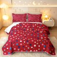 thumbnail image 1 of Manfei Geometric Stars Rhombus Twin Quilt Set,Cute Cartoon Themed Twin Coverlet Set,Red,Black Reversible,2pcs,1 Bedspread and 1 Pillowcase, 1 of 7
