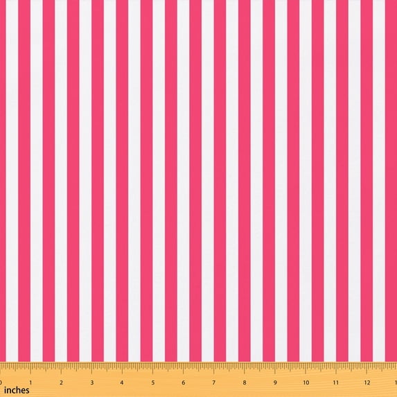 Manfei Geometric Stripe Fabric by the Yard 5 Yards, Aesthetic Minimalist Fabric for Sewing, Rose White Stripes