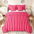 thumbnail image 1 of Manfei Geometric Stripe Full Size Bedding Sets, Contemporary Minimalist Full Size Bed in a Bag, Red Pink, Reversible 7 Pieces, 1 of 6