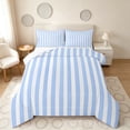 thumbnail image 1 of Manfei Geometric Stripe Full Size Comforter Sets,Contemporary Minimalist Bedding Comforter Set, Light Blue White, Reversible 3pcs, 1 Comforter and 2 Pillowcases, 1 of 6