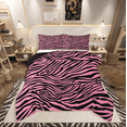 thumbnail image 1 of Manfei Geometric Stripes 2pcs Bedding Comforter Set,Black Pink Twin Comforter Sets,Zebra Print Bedding Set,Microfiber Abstract Room Decor,Reversible, 1 of 8