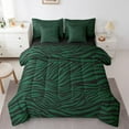 thumbnail image 1 of Manfei Geometric Stripes 7-Piece Twin Bedding Sets,Black Green Bedding Comforter Set,Zebra Print Breathable Sheet Sets,Microfiber Abstract Room Decor,Reversible, 1 of 7
