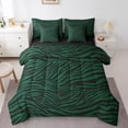 thumbnail image 1 of Manfei Geometric Stripes 7 Pieces Bedding Comforter Set,Black Green Full Bedding Set Lightweight,Zebra Print Fitted Sheet Flat Sheet,Microfiber Abstract Room Decor,Reversible, 1 of 7