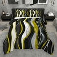 thumbnail image 1 of Manfei Geometric Stripes Desgin Full Size Comforter Sets,Minimalist Striped Lines Bedding Comforter Set,Yellow Black Gray Bedding Sets For Kids,Luxury Bedroom Decor Reversible,3 Pieces, 1 of 9