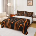 thumbnail image 1 of Manfei Geometric Stripes Full Size Sheets,Modern Line Art Bed Sheets,Orange Geometric Striped Sheet Sets For Boys Kidsightweight Bedroom Decorative,4-Piece, 1 of 7