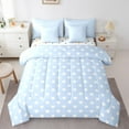 thumbnail image 1 of Manfei Geometric Twin Bedding Sets 7-Piece for Adult, Girly Blue Polka Dots Bedding Comforter Set, Chic Circle Abstract Reversible Sheet Sets, Ultra Soft Home Decor, 1 of 7