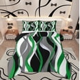 thumbnail image 1 of Manfei Geometric Wave Stripe Bedding Comforter Set, Black Green Gray White Twin Comforter Sets, Modern Abstract Art Bedding Set, Ultra Soft Bedroom Decor, Reversible 2 Pieces, 1 of 8