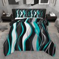 thumbnail image 1 of Manfei Geometric Wave Striped Full Size Comforter Sets,Modern Abstract Lines Bedding Comforter Set,Blue Black Stripes Bedding Sets For Girl Teens,Breathable Home Decor Reversible,3-Piece, 1 of 9