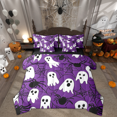thumbnail image 1 of Manfei Ghost Bedding Queen Size for Teens, Gothic Spider Web Bed Set, Purple White Reversible Bedding Sets Queen Size, Ultra Soft Room Decor, 7 Pieces, 1 of 7