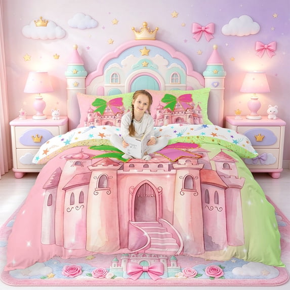 Manfei Gift Bow Duvet Cover King,Magical Castle King Bedding,Colorful ...