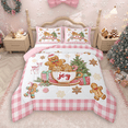 thumbnail image 1 of Manfei Gingerbread Bedding Comforter Set 2pcs for Kids, Green Christmas Tree Twin Comforter Sets, Girls Pink Plaid Bedding Set, Super Cozy Room Decor, 1 of 8