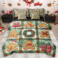 thumbnail image 1 of Manfei Gingerbread Checkered Bedding Comforter Set 7 Pieces, Merry Christmas Queen Bedding Sets, Green Brown Xmas Gift Queen Sheet Sets, Lightweight Room Decor, 1 of 8