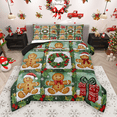 thumbnail image 1 of Manfei Gingerbread Checkered Queen Comforter Set 3 Pieces, Merry Christmas Bedding Sets, Green Brown Xmas Gift Bedding Comforter Set, Lightweight Room Decor, 1 of 8