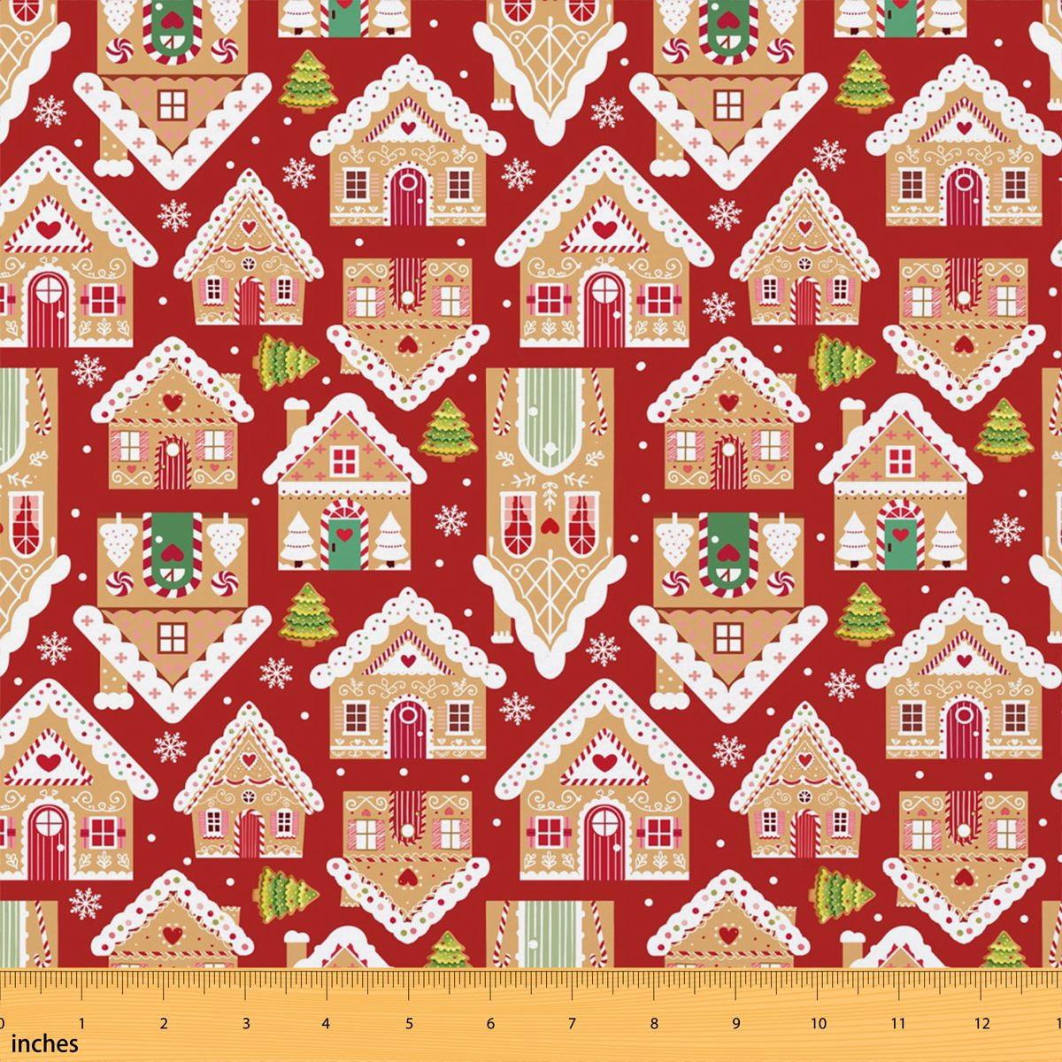 Manfei Gingerbread House Fabric by the Yard 5 Yards, Christmas Tree ...
