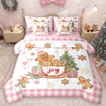 thumbnail image 1 of Manfei Gingerbread Twin Bedding Sets 7pcs for Kids, Green Christmas Tree Bedding Comforter Set, Girls Pink Plaid Sheet Sets, Super Cozy Room Decor, 1 of 8
