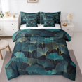 thumbnail image 1 of Manfei Ginkgo Leaf 7-Piece Twin Bedding Sets,Natural Plant Bedding Comforter Set,Cyan Black Sheet Sets For Men Women,Ultra Soft Home Decor, 1 of 8
