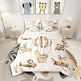 thumbnail image 1 of Manfei Giraffe Lion Fox Zebra 7-Piece Twin Bedding Sets,Cartoon Plane Bedding Comforter Set,Kawaii Wildlife Breathable Sheet Sets,Ultra Soft Cute Bedroom Decoration,Reversible, 1 of 7