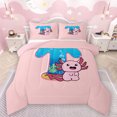 thumbnail image 1 of Manfei Girl Personalized Gifts Bedding Comforter Set,Colorful Letter T Twin Comforter Sets,Cartoon Axolotl Watercolor Croal Bedding Set For Princess,Lightweight Room Decoration Reversible,2 Pieces, 1 of 8
