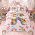 thumbnail image 1 of Manfei Girl Personalized Gifts Queen Comforter Set,Rainbow Letter R Bedding Sets,Cute Bowknot Loves Print Bedding Comforter Set For Princess,Lightweight Room Decoration Reversible,3pcs, 1 of 8