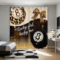 thumbnail image 1 of Manfei Girls Billiards Blackout Curtains, Lucky Girl Lucky Me Print Window Curtains Pack of 2 (38x45 Each), Black Gold Beige, 1 of 5
