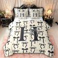 thumbnail image 1 of Manfei Girls Black Letter Monogrammed H Bedding Comforter Set 7-Piece,Kids Teens Ribbon Bow Knot Polka Dots King Bedding Sets,Breathable Home Decor, 1 of 7
