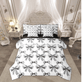 thumbnail image 1 of Manfei Girls Black Ribbon Bedding Comforter Set 7pcs, Cartoon Bowknot Bow-tie Queen Bedding Sets, Princess Bow Style Reversible Queen Sheet Sets, Luxury Bedroom Decor, 1 of 7