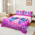 thumbnail image 1 of Manfei Girls Bow Bowtie Twin Sheet Sets,Bow Knot Ribbon Twin Fitted Sheet,Colorful Glitter Print Flat Sheet For Princess,Ultra Soft Home Decor,3 Pieces, 1 of 7