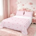 thumbnail image 1 of Manfei Girls Bow Twin Sheet Sets,Cartoon Bowtie Bowknot Twin Fitted Sheet,Pink Geometric Buffalo Flat Sheet For Girl Kids,Super Cozy Bedroom Decorative,3 Pieces, 1 of 7