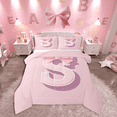 thumbnail image 1 of Manfei Girls Cartoon Ribbon Bow Initial S 2pcs Twin Comforter Set - Dreamy Princess Style, 1 of 8