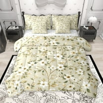 Manfei Girls Chic Floral Blossoms 7-Piece Twin Bedding Sets,Spring Graden Bedding Comforter Set,Retro Vintage Breathable Sheet Sets,Breathable Home Decor