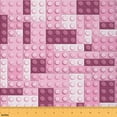 thumbnail image 1 of Manfei Girls Construction Sewing & Crafting Fabric (2 Yards), Pink Building Blocks Home Decor Fabric by the Yard, Princess Bricks Game DIY Fabric, 1 of 6
