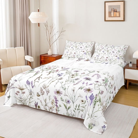 Manfei Girls' 3-Piece Twin Sheet Set - Spring Floral Blossoms