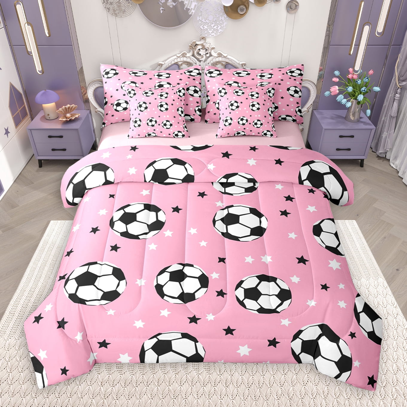 Manfei Girls Football Soccer 7Piece Bedding Comforter Set,Ball Sport — free download
