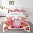 thumbnail image 1 of Manfei Girls Gingerbread Man Full Size Comforter Sets, Pink Coffee Candy Bedding Comforter Set, Winter Christmas Festival Reversible Bedding Sets, Breathable Home Decor, 3pcs, 1 of 8