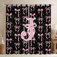 thumbnail image 1 of Manfei Girls Kawaii Bow Personalized Initial J Black Out Curtains,Vintage Polka Dots Curtains Pack of 2 (42x63 Each) for Kids Teens,Microfiber Bedroom Decor, 1 of 6