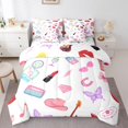 thumbnail image 1 of Manfei Girls Kawaii Princess Bedding Comforter Set 7pcs, Cartoon Modern Fashion Queen Bedding Sets, Cowboy Cowgirl Reversible Queen Sheet Sets, Microfiber Bedroom Decor, 1 of 7