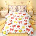 thumbnail image 1 of Manfei Girls Kawaii Red Watermelon Bow Bedding Comforter Set 7 Pieces,Kids Teens Cute Fruit Lemon Strawberry Full Bedding Set,Super Cozy Room Decor, 1 of 7
