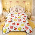 thumbnail image 1 of Manfei Girls Kawaii Red Watermelon Bow Queen Comforter Set 3pcs,Kids Teens Cute Fruit Lemon Strawberry Bedding Comforter Set,Super Cozy Room Decor, 1 of 6