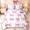 thumbnail image 1 of Manfei Girls Kawaii Ribbon Bow Bedding Comforter Set 7pcs,Kids Teens Dreamy Princess Bowknot Queen Bedding Sets,Pink Reversible,Microfiber Bedroom Decor, 1 of 7