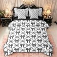 thumbnail image 1 of Manfei Girls Kawaii Ribbon Bowknot Bedding Comforter Set 7-Piece,Kids Teens Geometric Plaid King Bedding Sets,Black Reversible,Super Cozy Room Decor, 1 of 7