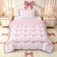 thumbnail image 1 of Manfei Girls Kawaii Ribbon Bowknot Twin Comforter Sets 3-Piece,Kids Teens Geometric Plaid Bedding Set,Pink Reversible,Microfiber Bedroom Decor, 1 of 6