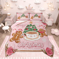 thumbnail image 1 of Manfei Girls Merry Christmas Bedding Comforter Set, Gingerbread Xmas Tree Twin Comforter Sets, Pink Rose Blossom Snowflake Bedding Set, Ultra Soft Home Decor, Reversible 2 Pieces, 1 of 8