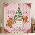 thumbnail image 1 of Manfei Girls Merry Christmas Black Out Curtains, Gingerbread Xmas Tree Curtains Pack of 2 (42x63 Each), Pink Rose Blossom Snowflake Bedroom Curtains, Luxury Home Decor, 1 of 6