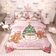 thumbnail image 1 of Manfei Girls Merry Christmas Twin Bedding Sets 7 Pieces, Gingerbread Xmas Tree Bedding Comforter Set, Pink Rose Blossom Snowflake Sheet Sets, Ultra Soft Home Decor, 1 of 8