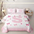 thumbnail image 1 of Manfei Girls Personalized Initial S Quilt King,Teens Cartoon Ribbon Bow King Coverlet Set, 1 of 7