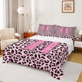 thumbnail image 1 of Manfei Pink Leopard King Sheet Set (4pcs) - Glitter Letter H, Cheetah Print, 1 of 6